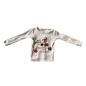 Christmas Unicorn Long-sleeve T-shirt,2T  